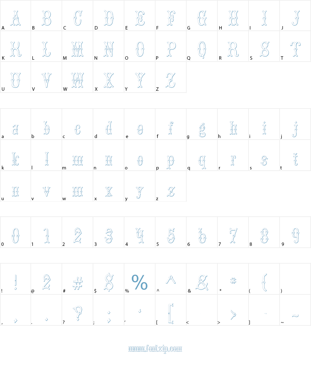 BruceDoublePica Beveled Font Character
